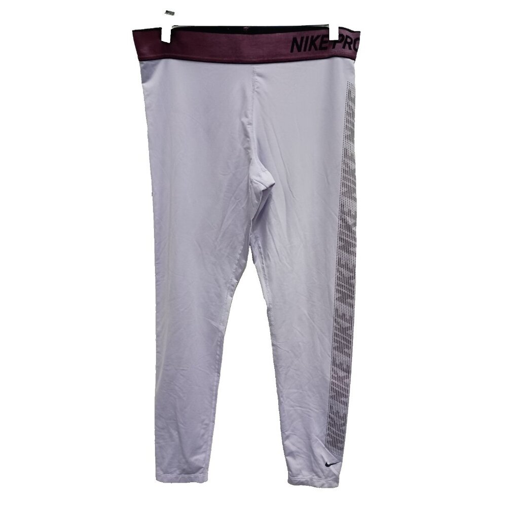NIke Dri Fit Womens Leggings XL Lavender Logo Full Length Activewear Pull On